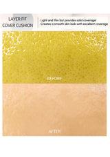 Before and after comparison of Layer Fit Cover Cushion on skin