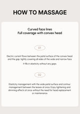 Instructions on how to massage with a convex head device for curved face lines.