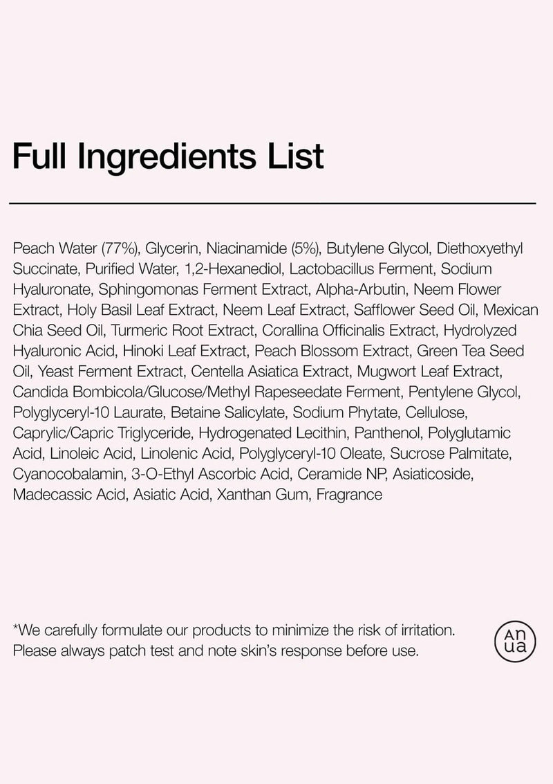 Full ingredients list on a white background