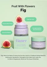 Flaner skincare cream with figs on a light green background