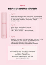 Instructions on how to use DermaRix Cream with a pink background