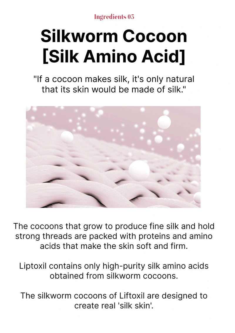 Text about silkworm cocoon silk amino acid with a pink background