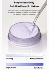 Purple cream in a jar with a spoon, labeled 'Flaneur', on a white background.