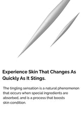 Text about skin tingling sensation with abstract gray shapes on a white background