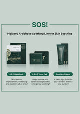 Molvany Artichoke Soothing Line products on a light gray background