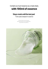 Toner pads with a container on a light green background