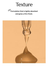 Close-up of a glass dropper with a clear liquid on a beige background, labeled 'Texture'.
