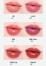 Close-up of a red surface with text about a non-sticky finish and voluminous gloss.