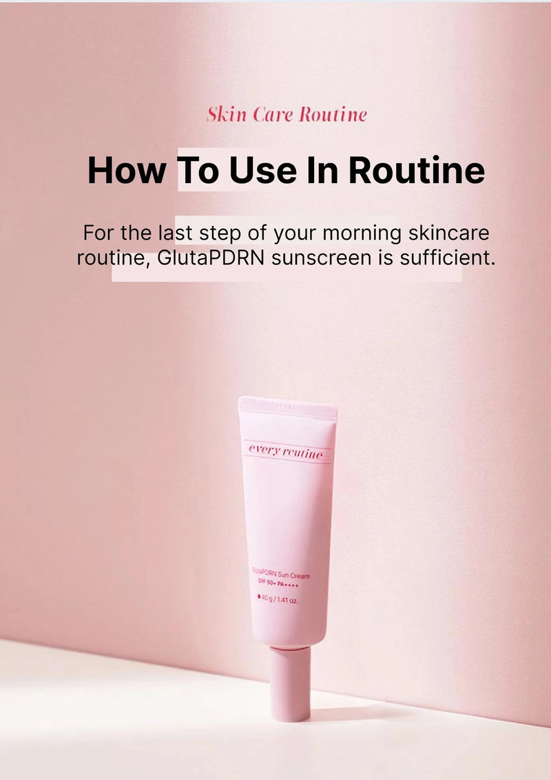 Pink skincare tube with text on a pink background