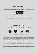 Eve Vegan certification label on a product packaging with text about sustainability and environmental values.