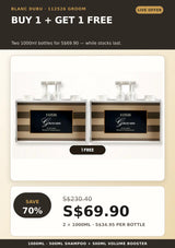 BLANC DUBU Groom Shampoo and Volume Booster 1000ml buy one get one free offer two bottles for S$69.90