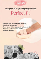 Product with text highlighting 'Perfect fit' and 'Designed to fit your fingers perfectly'.