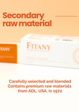 Fitany product packaging with text about secondary raw material and premium quality