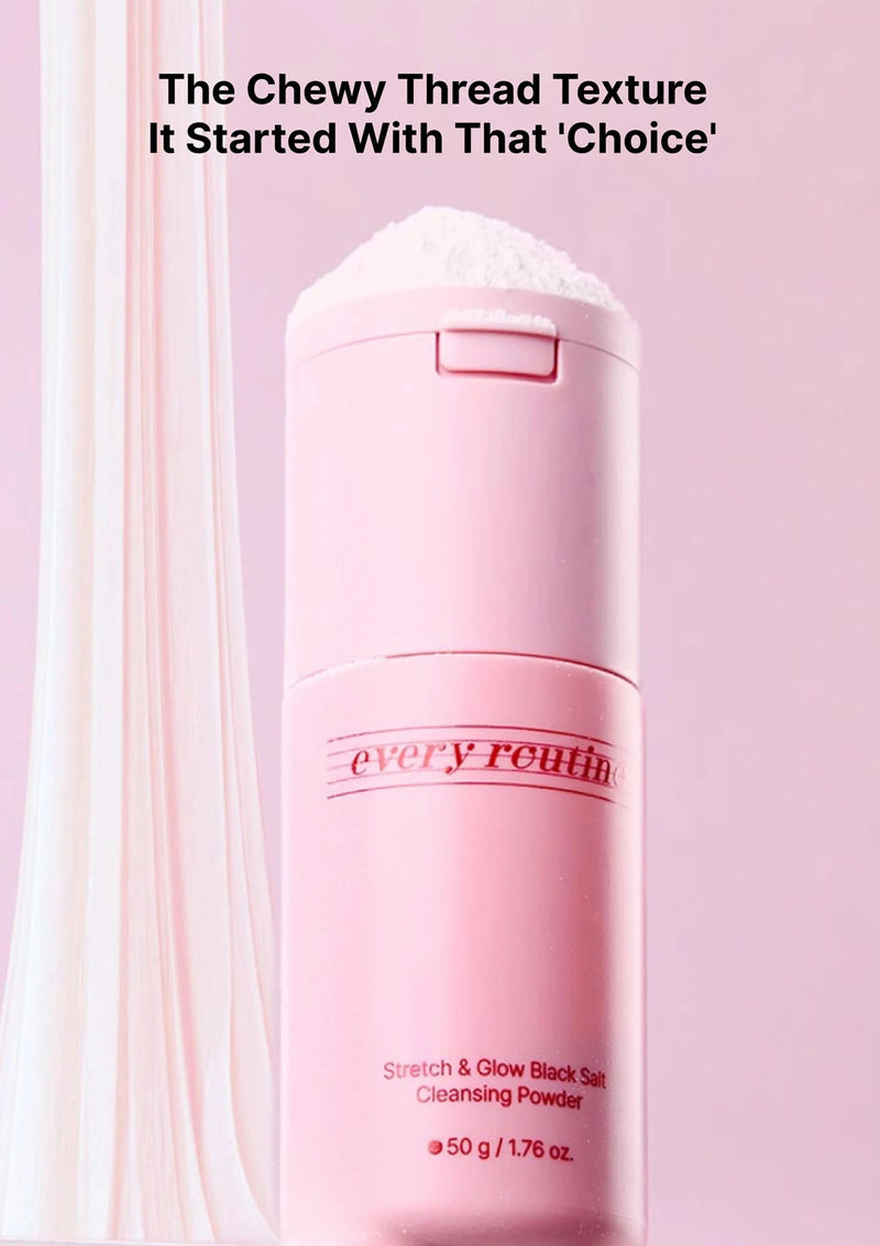 Pink skincare product with text on a pink background