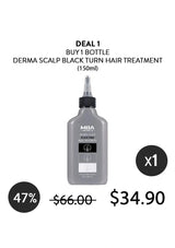 Derma Scalp Black Turn Hair Treatment bottle with promotional pricing on a white background