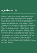Ingredients list on a green background