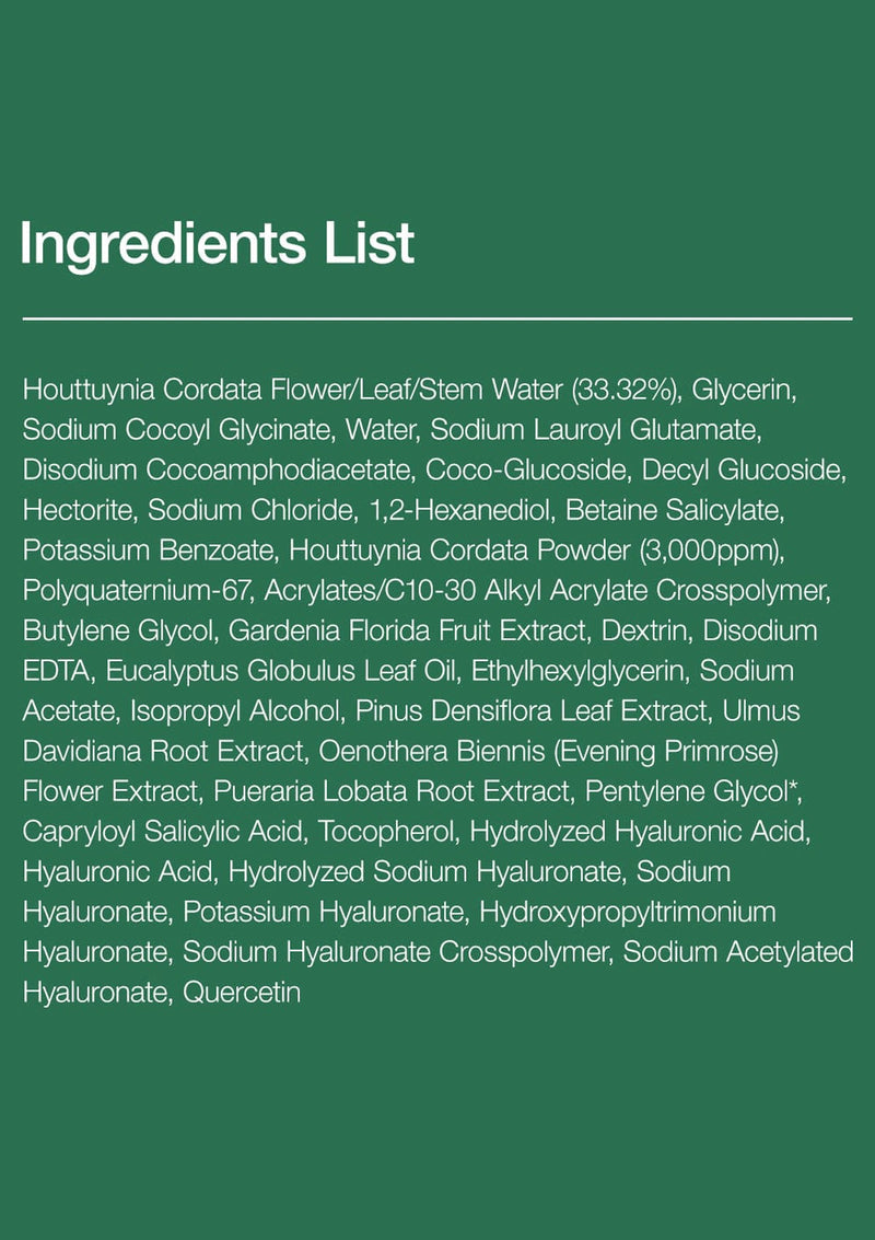 Ingredients list on a green background