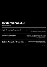 Technical information about hyaluronic acid for moisturizing on a black background