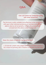L22 Cream with text on safety and irritation