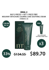 Molvany Artichoke Calming Care Soothing Cream with promotional offer on a white background