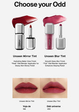 Close-up of a red surface with text about a non-sticky finish and voluminous gloss.