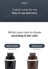 Hair color cover with natural black and dark brown options on a white background.