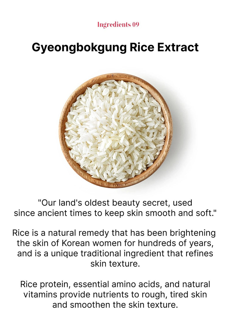 Bowl of rice with text about Gyeongbokgung Rice Extract on a white background