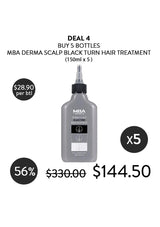 MBA Derma Scalp Black Turn Hair Treatment bottle with promotional text on a white background
