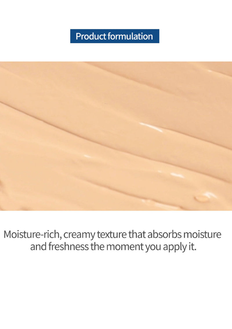 Moisture-rich, creamy texture of a product with text describing its properties.