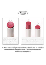 Lip balm packaging with color bands and usage instructions on a white background