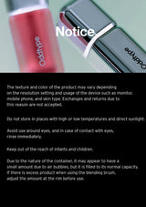 Close-up of a red surface with text about a non-sticky finish and voluminous gloss.