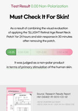 Test result screen with text and a patch on a white background