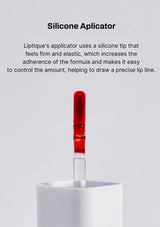 Silicone applicator with red and clear sections on a light gray background