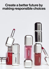 Makeup products with 'Oddhye' branding on a light gray background, featuring the text 'Create a better future by making responsible choices'.