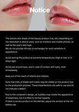 Close-up of lips with a notice text overlay on a black background