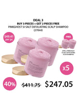 Promotional offer for Pinkghost Si-Salt Exfoliating Scalp Shampoo with pricing and quantity details.