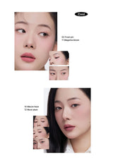 Product color swatches with a model's face, labeled 'Cool' and various shades.