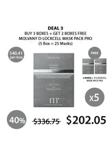 Promotional offer for Molvany D-Lockcell Mask Pack Pro with packaging and pricing details.