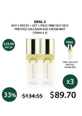 Promotional offer for Vely Vely Prestige Collagen Age Cream Mist with free cream mist included.