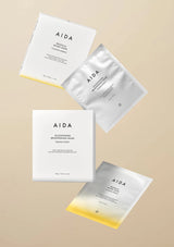 AIDA skincare masks on a beige background