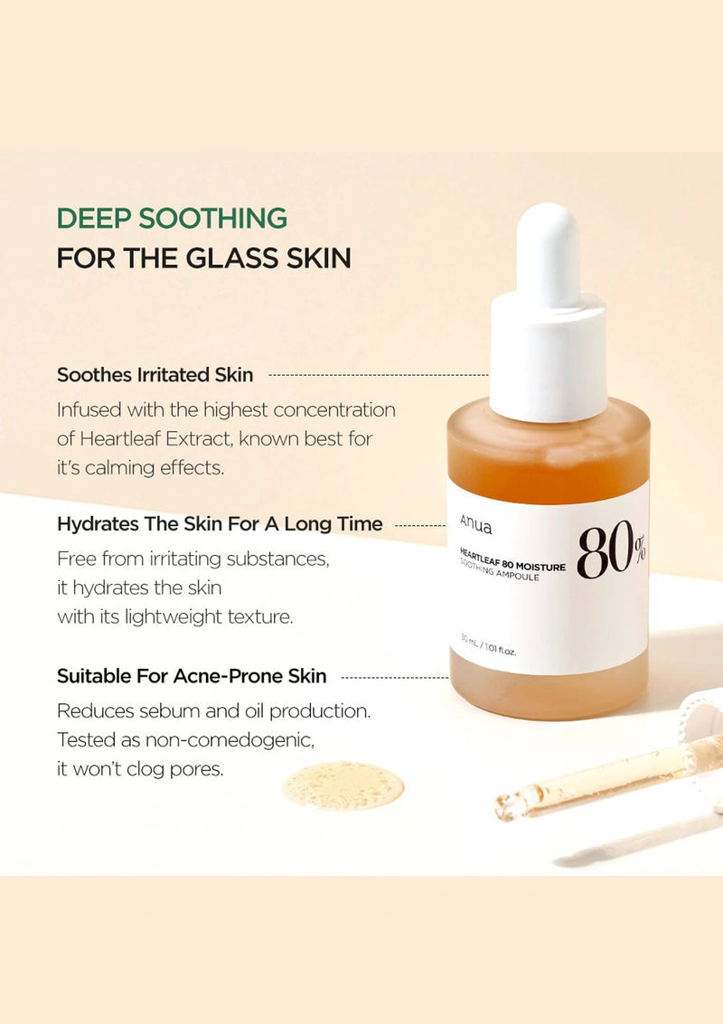 Anua skincare ampoule with dropper on a white background