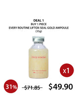 Every Routine Liftox-Seal Gold Ampoule bottle with promotional text on a white background