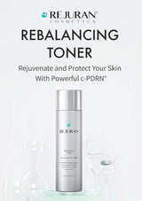 Rejuvenating toner bottle with Rejuran branding on a white background
