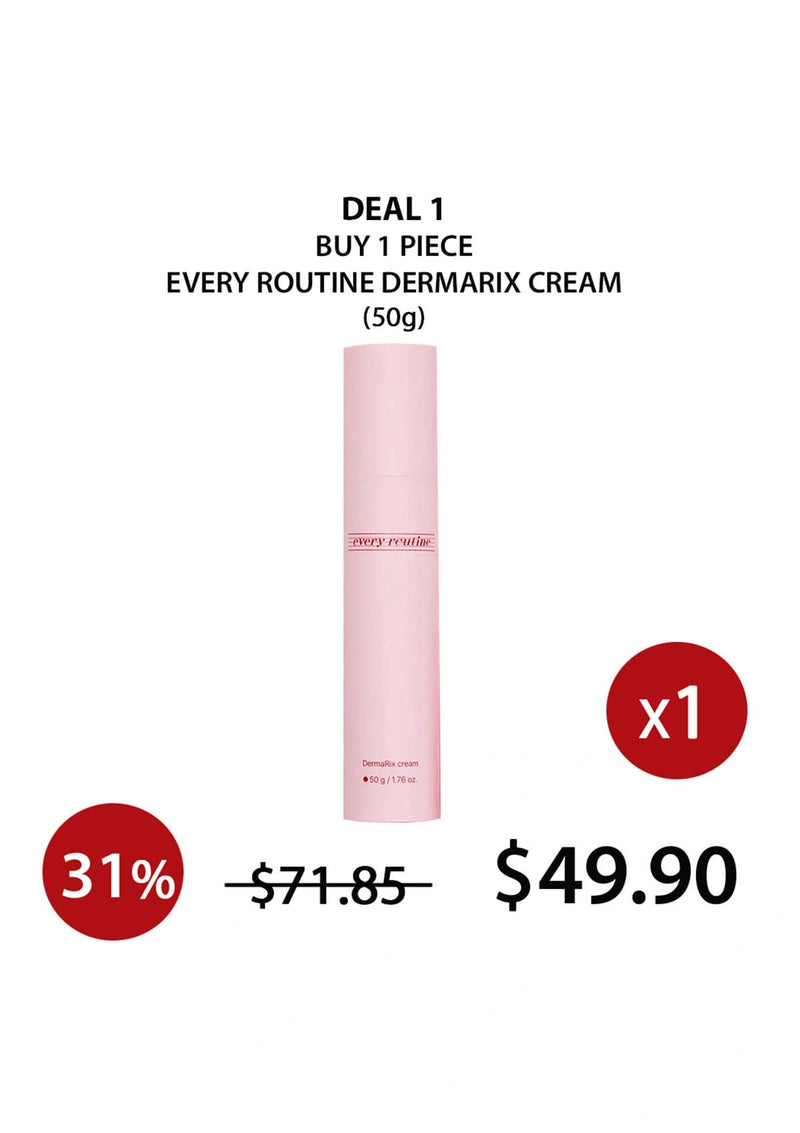 Pink bottle of Dermarix cream with promotional text on a white background