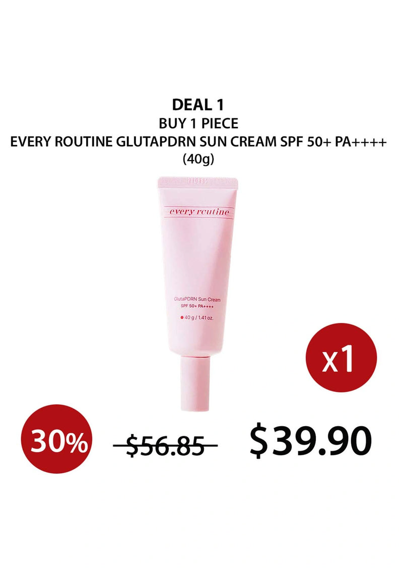 Promotional offer for a sun cream with a discount label on a white background