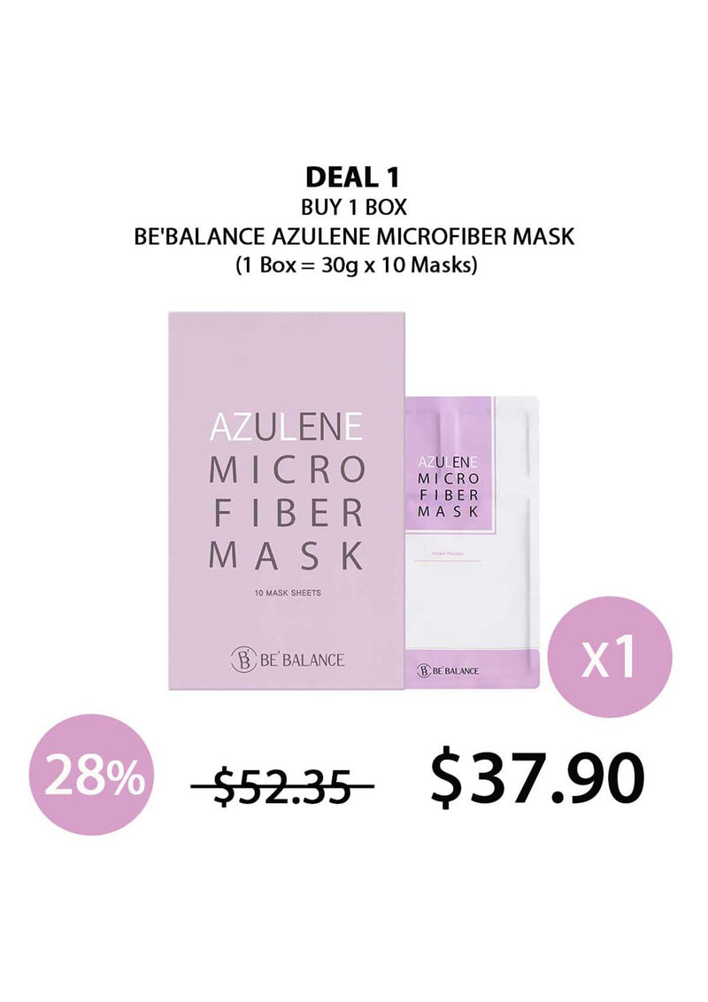 [BE'BALANCE] Azulene Microfiber Mask (1 Box = 30g x 10 Masks)