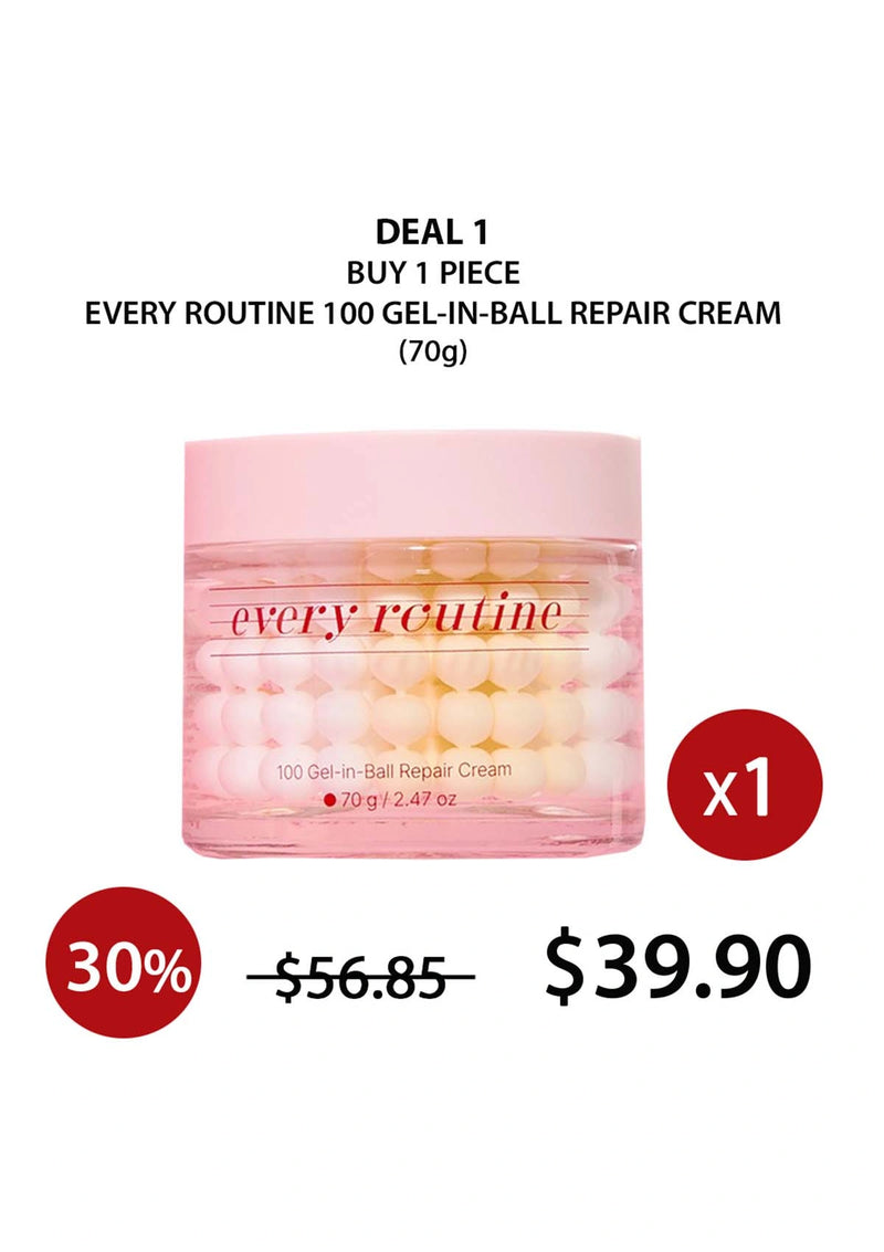 Every Routine gel-in-ball repair cream packaging with promotional text on a white background