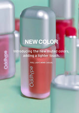 Lipstick with 'Oddtype' branding on a light green background