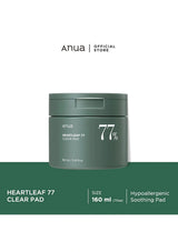 Green container of Anua Heartleaf 77 Clear Pad on a white background