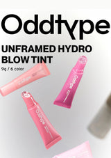 Pink hydro blow tint tubes with 'Oddtype' branding on a light gray background